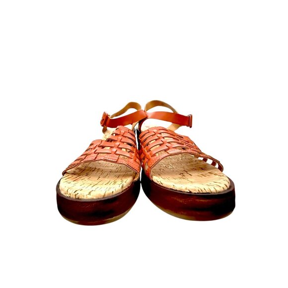 Korks Women Marley Woven Leather Platform Wedge Sandals Orange Brown 10 NWOB - Picture 2 of 8